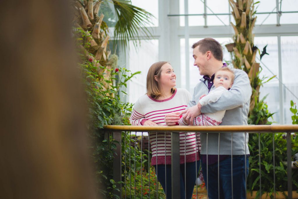 Parents looking at each other.
